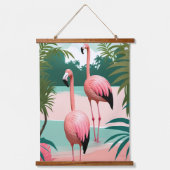 Tropische Flamingo Paradise Hangend Wandkleed (Voorkant)