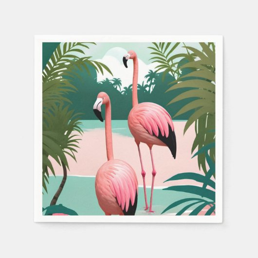 Tropische Flamingo Paradise Servet (Voorkant)