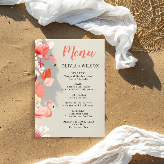 Tropische Flamingo Party Menu Kaart