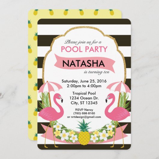 Tropische Flamingo Party Uitnodiging (5x7) (Voorkant / Achterkant)