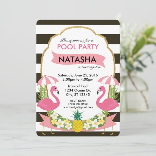 Tropische Flamingo Party Uitnodiging (5x7) (Staand voorkant)