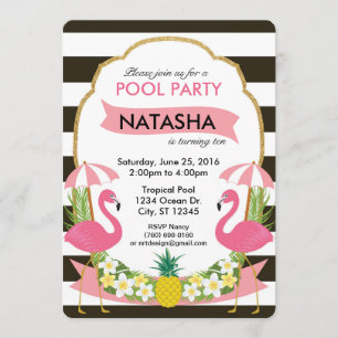 Tropische Flamingo Party Uitnodiging (5x7)