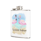 Tropische Flamingo Pas getrouwd Vinyl Wrapped Kolf Heupfles (Links)