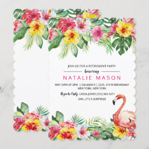 Tropische Flamingo Pensioenfeest Uitnodiging