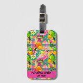 Tropische Flamingo Pickleball Bagagelabel (Voorkant (verticaal))