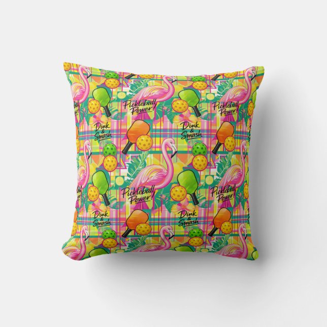 Tropische Flamingo Pickleball  Kussen (Voorkant)