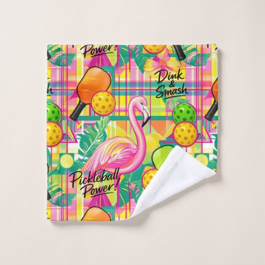 Tropische Flamingo Pickleball Washandje (Wasdoekje)