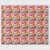 Tropische Flamingo Pin-up Cadeaupapier (Vlak)