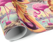 Tropische Flamingo Pin-up Cadeaupapier (Rol Hoek)