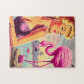Tropische Flamingo Pin-up Legpuzzel (Horizontaal)
