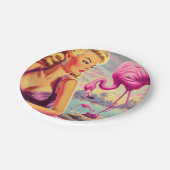 Tropische Flamingo Pin-up Papieren Bordje (Gekanteld)