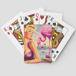 Tropische Flamingo Pin-up Pokerkaarten