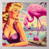 Tropische Flamingo Pin-up Poster (Voorkant)