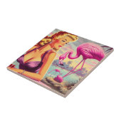 Tropische Flamingo Pin-up Tegeltje (Zijkant)