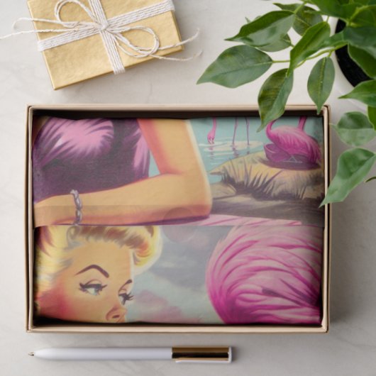 Tropische Flamingo Pin-up Tissuepapier (Geschenk)