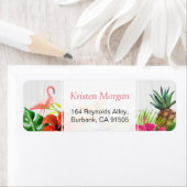 Tropische Flamingo Pineapple Floral RSVP Etiket (Insitu)