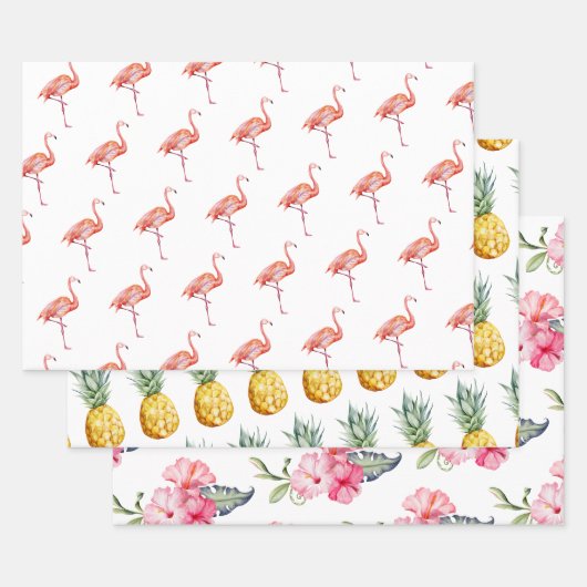 Tropische Flamingo Pineapple Summer Cute Inpakpapier Vel (Set)