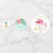 Tropische Flamingo Pineapple Sweet 16 Welkome ID92 Confetti (Voorkanten)