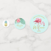 Tropische Flamingo Pineapple Sweet 16 Welkome ID92 Confetti (Achterkanten)