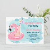 Tropische Flamingo Pool Birthday Cute Cool Kaart (Staand voorkant)