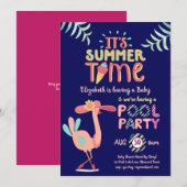 Tropische Flamingo POOL Partij Roze Blauw Quirky F Kaart (Voorkant / Achterkant)