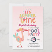 Tropische Flamingo POOL PARTY Pink Blue Girls Kaart (Voorkant)