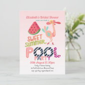 Tropische Flamingo Pool Party Pink Blue Modern Kaart (Staand voorkant)