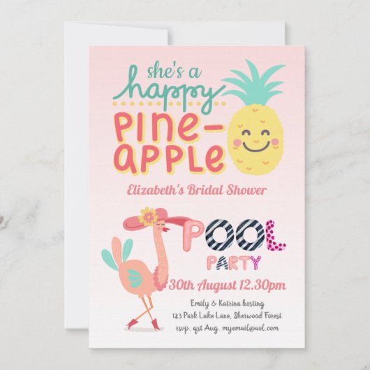 Tropische Flamingo Pool Party Pink Blue Modern Kaart (Voorkant)