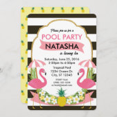 Tropische Flamingo Pool Party Uitnodiging (Voorkant / Achterkant)