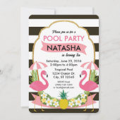 Tropische Flamingo Pool Party Uitnodiging (Voorkant)