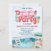 Tropische Flamingo Pool Party Verjaardag Kaart (Voorkant)