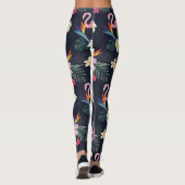 Tropische Flamingo Print, exotische botanische blo Leggings (Achterkant)