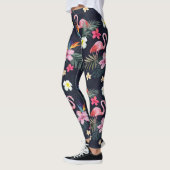 Tropische Flamingo Print, exotische botanische blo Leggings (Links)