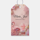 Tropische Flamingo Quinceañera, op maat gemaakt Cadeaulabel (Voorkant)
