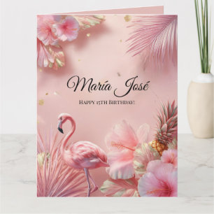 Tropische Flamingo Quinceañera, op maat gemaakt Kaart