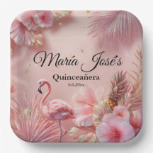 Tropische Flamingo Quinceañera, op maat gemaakt