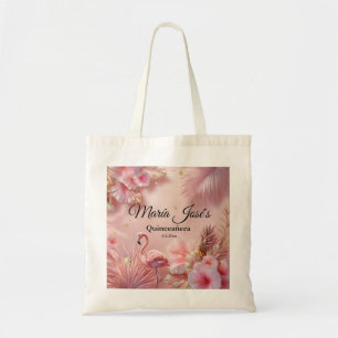 Tropische Flamingo Quinceañera, op maat gemaakt Tote Bag