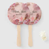 Tropische Flamingo Quinceañera, op maat Handwaaier (Voorkant en achterkant)