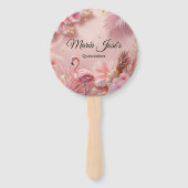 Tropische Flamingo Quinceañera, op maat Handwaaier (Voorkant)