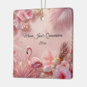 Tropische Flamingo Quinceañera, op maat Keramisch Ornament (Links)