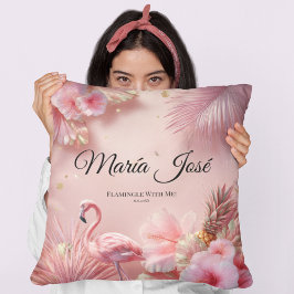 Tropische Flamingo Quinceañera, op maat Kussen