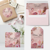 Tropische Flamingo Quinceañera, op maat Ronde Sticker