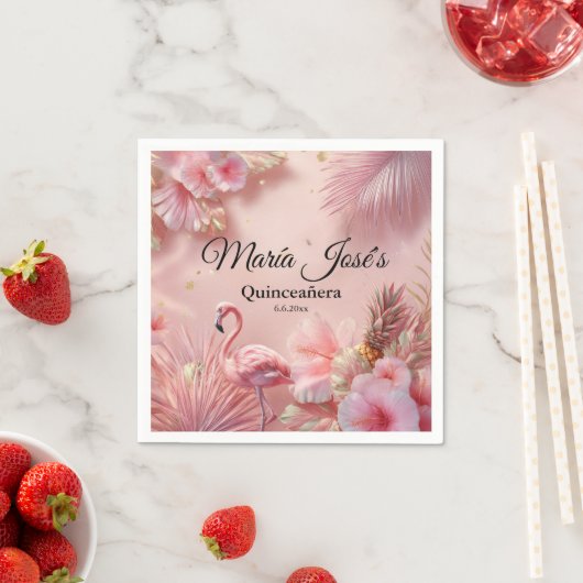 Tropische Flamingo Quinceañera, op maat Servet (Insitu)