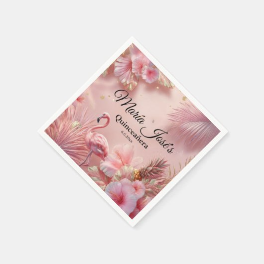 Tropische Flamingo Quinceañera, op maat Servet (Hoek)