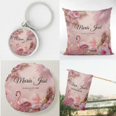 Tropische Flamingo Quinceañera, op maat Sleutelhanger