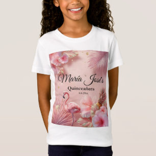 Tropische Flamingo Quinceañera, op maat T-shirt