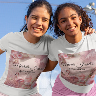 Tropische Flamingo Quinceañera, op maat T-shirt