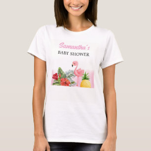 Tropische Flamingo Roze Baby Shower T-shirt