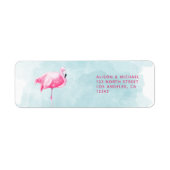 Tropische flamingo roze blauwe zomer bruiloft etiket (Voorkant)