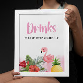 Tropische Flamingo roze Drinken teken Poster